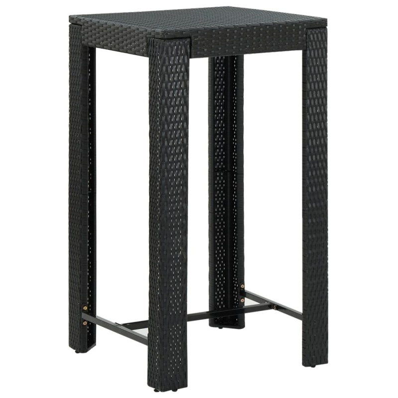 Table de bar de jardin Noir 60,5x60,5x110,5 cm Résine tressée 638385638385