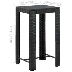 Table de bar de jardin Noir 60,5x60,5x110,5 cm Résine tressée 638385638385