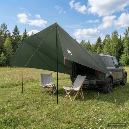 Auvent de véhicule avec toit Vert armée 518 x 580 x 215 cm 638388638388