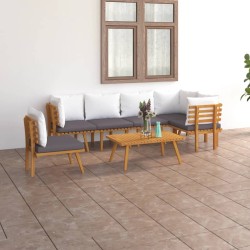 Salon de jardin 7 pcs avec coussins Bois d'acacia solide 638401638401