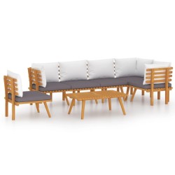 Salon de jardin 7 pcs avec coussins Bois d'acacia solide 638401638401