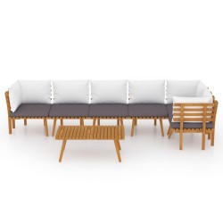 Salon de jardin 7 pcs avec coussins Bois d'acacia solide 638401638401