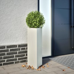Jardinières 2 pcs blanc triangulaire 30x26x75 cm acier 638404638404