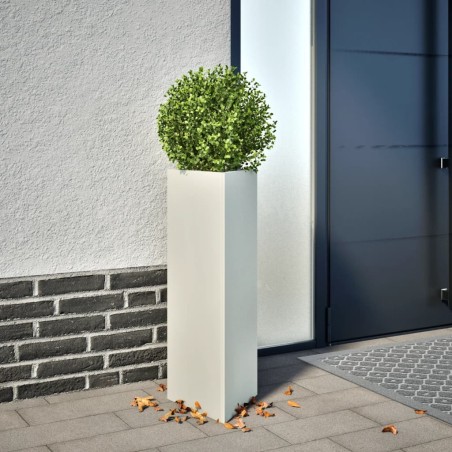 Jardinières 2 pcs blanc triangulaire 30x26x75 cm acier 638404638404