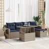 Salon de jardin avec coussins 6pcs gris résine tressée acacia 638408638408