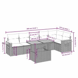 Salon de jardin 7 pcs avec coussins noir résine tressée 638415638415