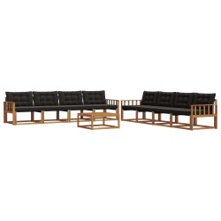 Ensemble de canapés d'extérieur 9 pcs Naturel et Noir 638421638421