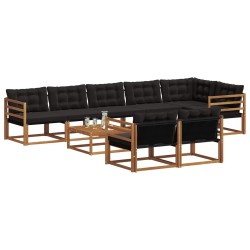 Ensemble de canapés d'extérieur 9 pcs Naturel et Noir 638426638426