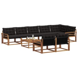Ensemble de canapés d'extérieur 9 pcs Naturel et Noir 638427638427