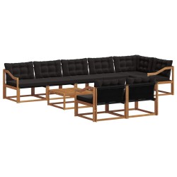 Ensemble de canapés d'extérieur 9 pcs Naturel et Noir 638435638435