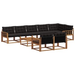 Ensemble de canapés d'extérieur 9 pcs Naturel et Noir 638436638436