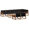 Ensemble de canapés d'extérieur 9 pcs Naturel et Noir 638436638436