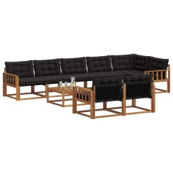Ensemble de canapés d'extérieur 9 pcs Naturel et Noir 638436638436