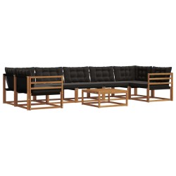 Ensemble de canapés d'extérieur 8 pcs Naturel et Noir 638438638438