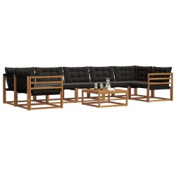 Ensemble de canapés d'extérieur 8 pcs Naturel et Noir 638438638438