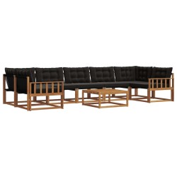 Ensemble de canapés d'extérieur 8 pcs Naturel et Noir 638440638440