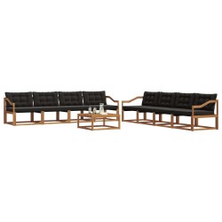 Ensemble de canapés d'extérieur 9 pcs Naturel et Noir 638446638446