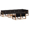 Ensemble de canapés d'extérieur 9 pcs Naturel et Noir 638448638448