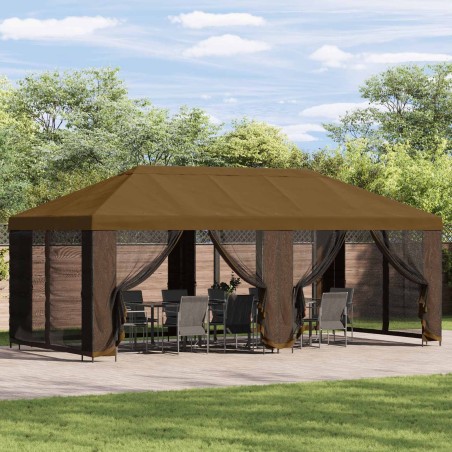 Gazebo avec murs latéraux 6 x 3 m Taupe Polyester et Acier 190 638451638451