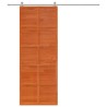 Porte de grange Brun cire 80 x 208 cm Bois de pin massif 638459638459