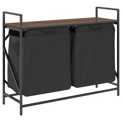 Panier à linge à 2 compartiments avec étagère chêne brun 638470638470
