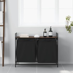 Panier à linge à 2 compartiments avec étagère chêne brun 638470638470