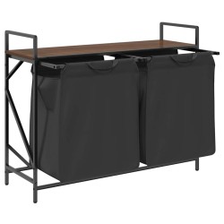 Panier à linge à 2 compartiments avec étagère chêne brun 638470638470