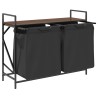 Panier à linge à 2 compartiments avec étagère chêne brun 638470638470