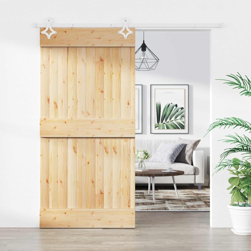 Porte coulissante Naturel et Blanc 100 x 210 cm 638473638473