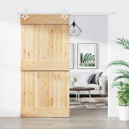 Porte coulissante Naturel et Blanc 100 x 210 cm 638473638473