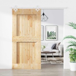 Porte coulissante Naturel et Blanc 100 x 210 cm 638474638474