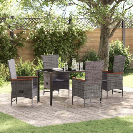 Ensemble de salle à manger pour jardin avec coussin 5 pcs Gris 638480638480