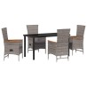 Ensemble de salle à manger pour jardin avec coussin 5 pcs Gris 638480638480