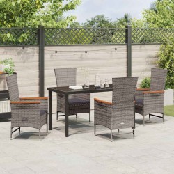 Ensemble de salle à manger pour jardin avec coussin 5 pcs Gris 638480638480