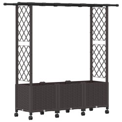 Lit Élevé avec Treillis et Toit Marron 162,5 x 40 x 142 cm PP 638482638482