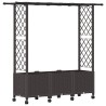 Lit Élevé avec Treillis et Toit Marron 162,5 x 40 x 142 cm PP 638482638482