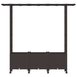 Lit Élevé avec Treillis et Toit Marron 162,5 x 40 x 142 cm PP 638482638482