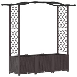 Lit Élevé avec Treillis et Toit Marron 164 x 40 x 138 cm PP 638484638484