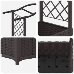 Lit Élevé avec Treillis et Toit Marron 164 x 40 x 138 cm PP 638484638484