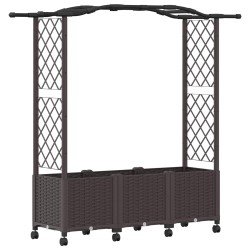 Lit Élevé avec Treillis et Toit Marron 164 x 40 x 144 cm PP 638485638485
