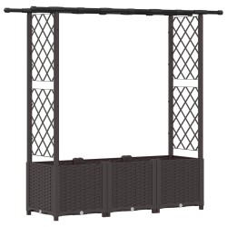 Lit Élevé avec Treillis et Toit Marron 162,5 x 40 x 136 cm PP 638489638489