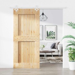 Porte coulissante Naturel et Blanc 90 x 210 cm 638506638506