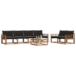 Ensemble de canapés d'extérieur 7 pcs Naturel et Noir 638523638523