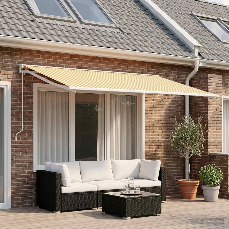 Toile de rechange pour auvent Jaune et blanc 250 x 200 cm 638525638525