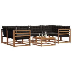 Ensemble de canapés d'extérieur 7 pcs Naturel et Noir 638532638532
