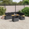 Salon de jardin 7 pcs avec coussins noir résine tressée 638535638535
