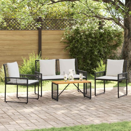 Ensemble de meubles d'extérieur 4 pcs Noir et blanc crème 638542638542