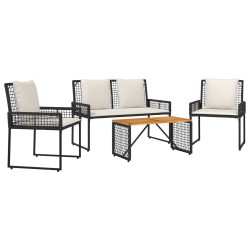 Ensemble de meubles d'extérieur 4 pcs Noir et blanc crème 638542638542