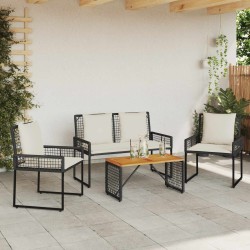 Ensemble de meubles d'extérieur 4 pcs Noir et blanc crème 638542638542