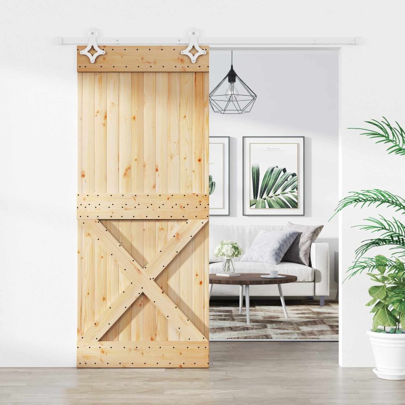 Porte coulissante Naturel et Blanc 85 x 210 cm 638543638543